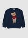 Blue cotton blend children's jumper, regular fit with print_0
