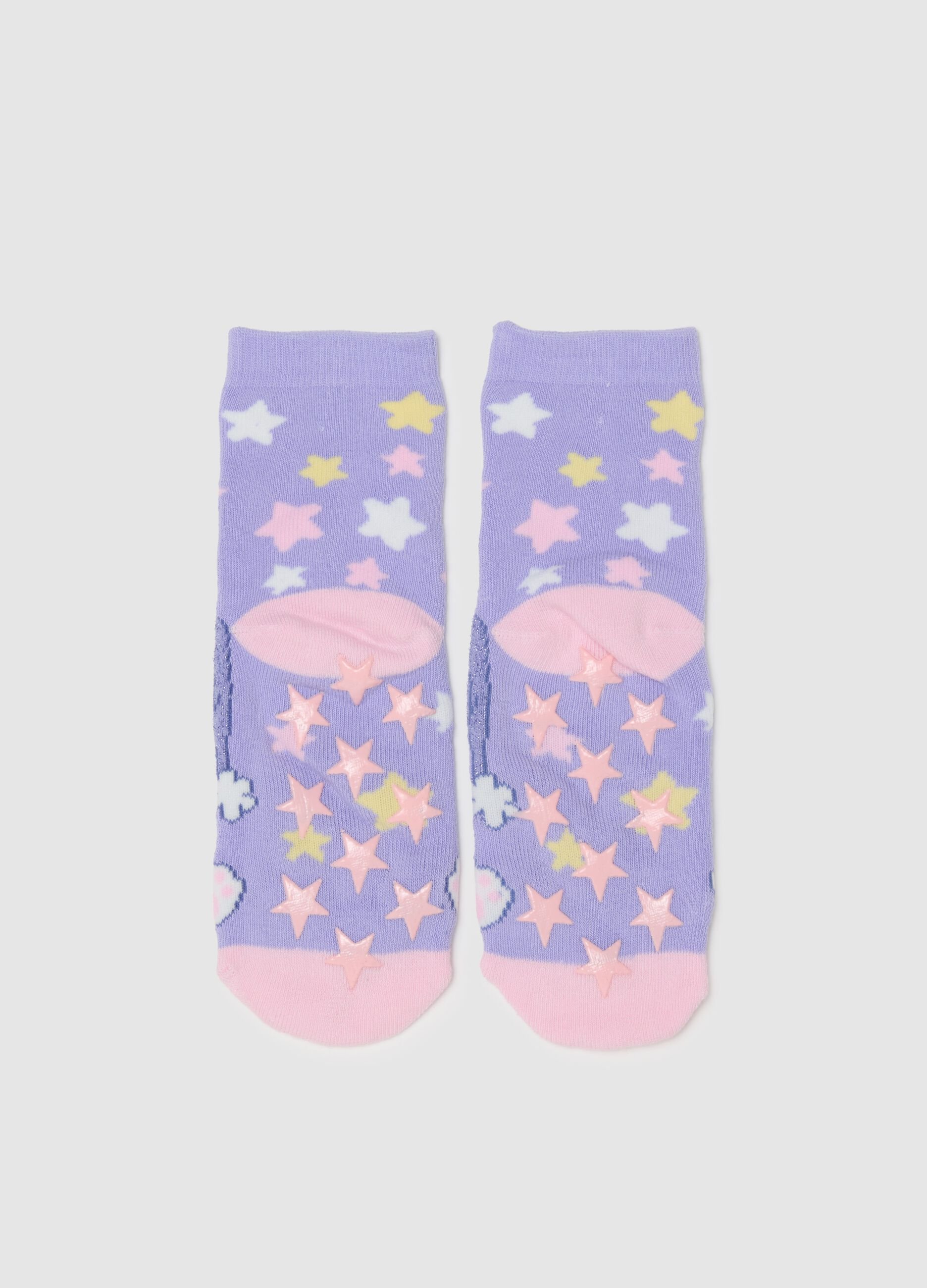 Girls' Multicolour Cotton Blend Non-Slip Socks