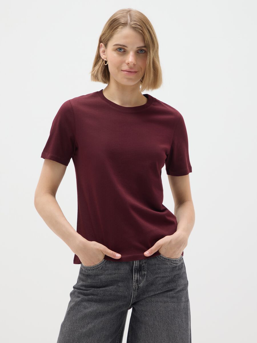 Red pure cotton regular fit T-shirt_0