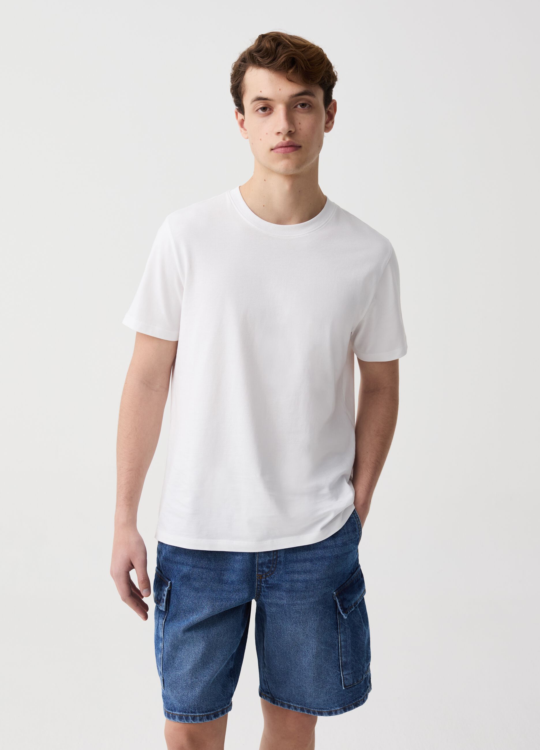 Ovs Bermuda jogger cargo in denim acid wash