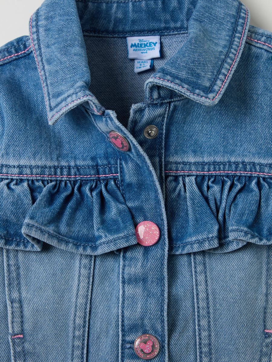 Denim jacket with flounce and Minnie Mouse embroidery_2
