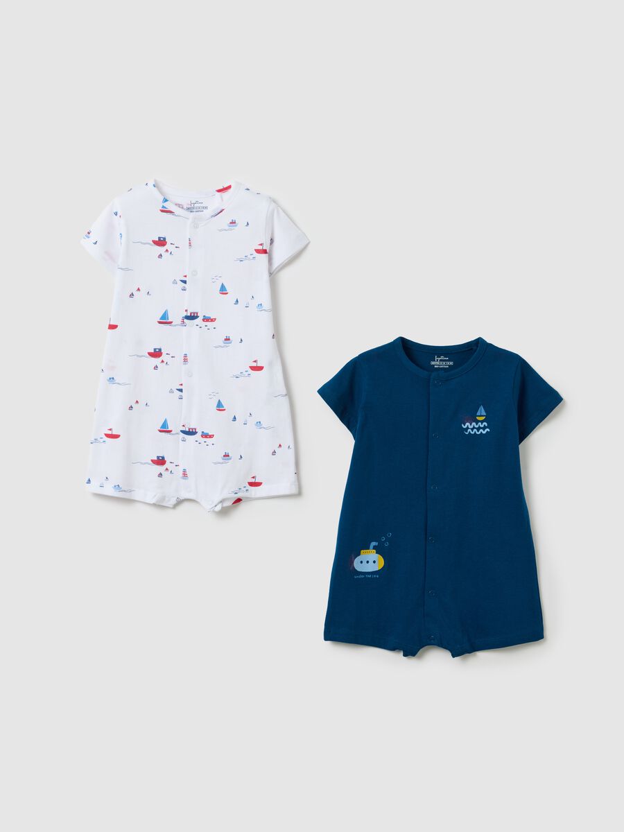 Pure Cotton Baby Romper with Marine Pattern_0