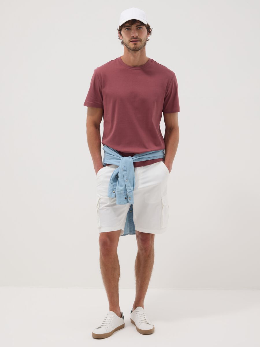 Red slim-fit T-shirt in pure mercerised cotton_2