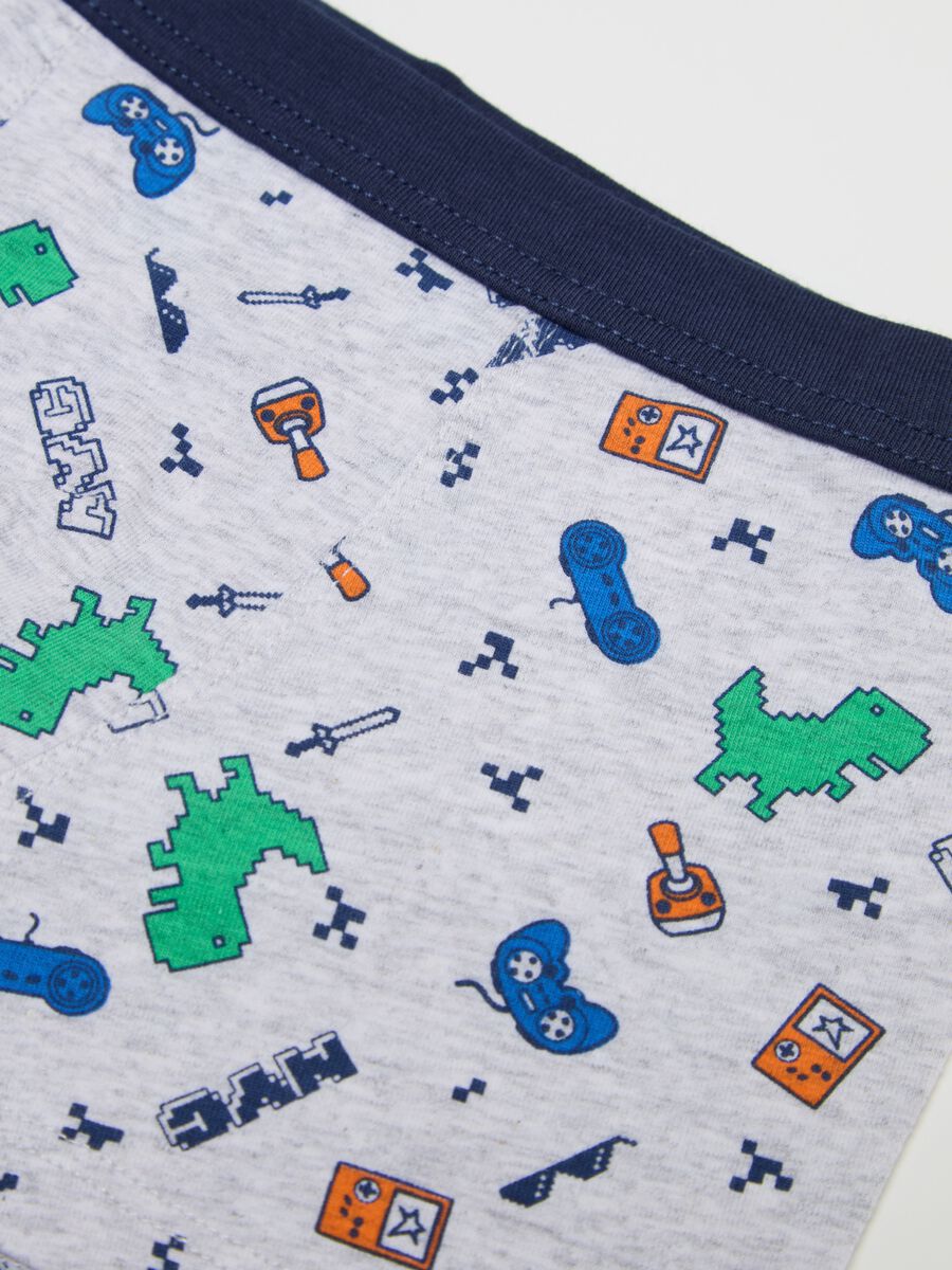 Stretch cotton boxer shorts with games print_2