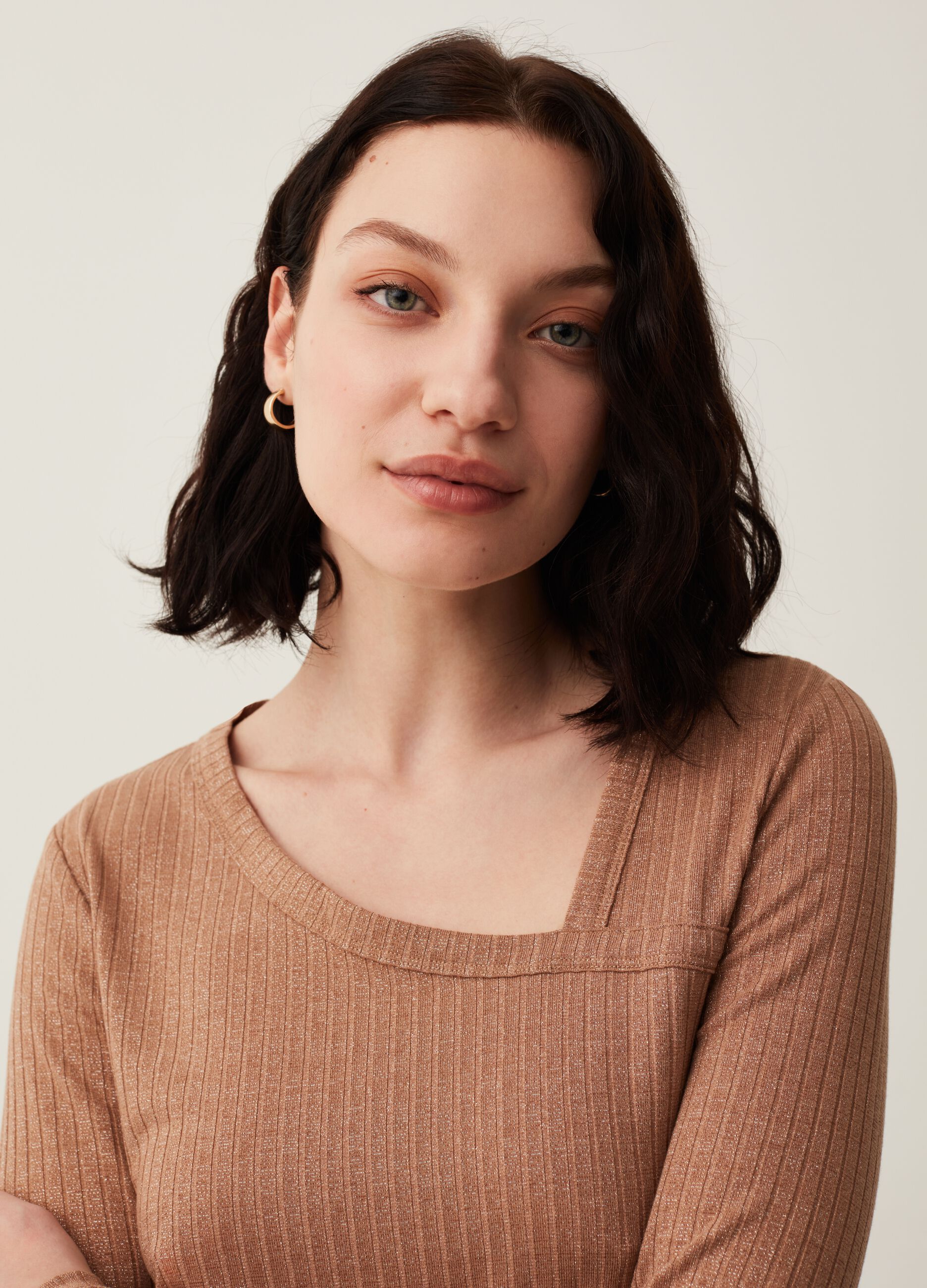 T-shirt a coste piatte in lurex_1