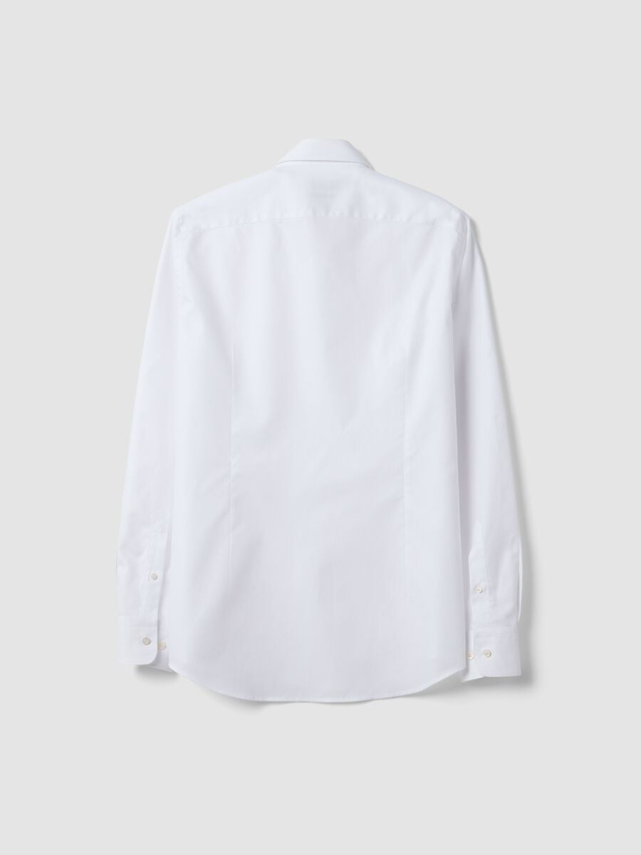 Camicia bianca in puro compact cotton con collo francese slim fit_1