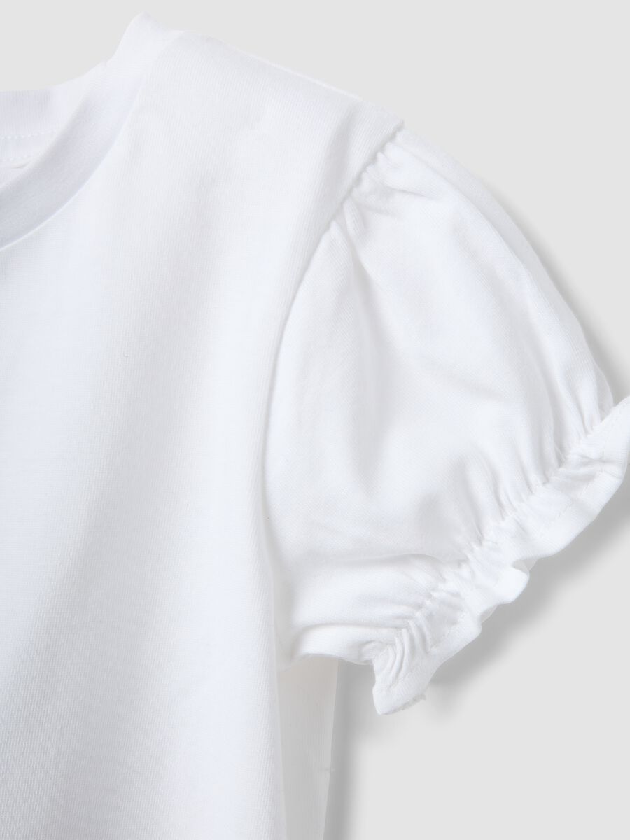 Girl's white pure cotton T-shirt regular fit with waistcoat_3