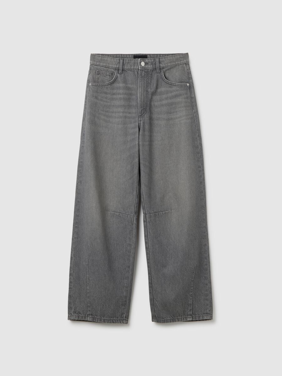 Grey pure cotton balloon fit jeans_4