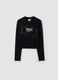 Black pure cotton T-shirt with applied stars, regular fit for girls_3