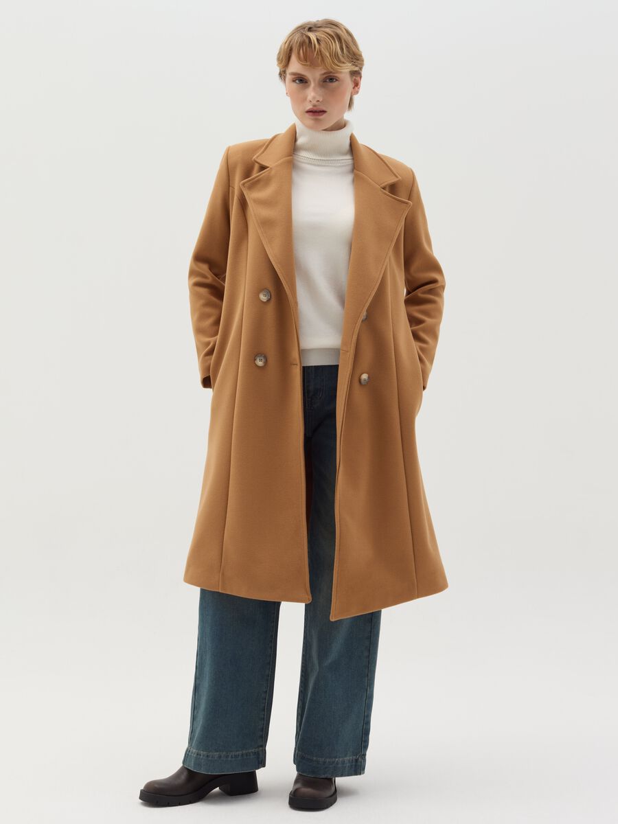 Double-breasted trench coat in cloth with belt_1