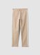 Beige pure cotton jogger trousers with side stripes for boys_3
