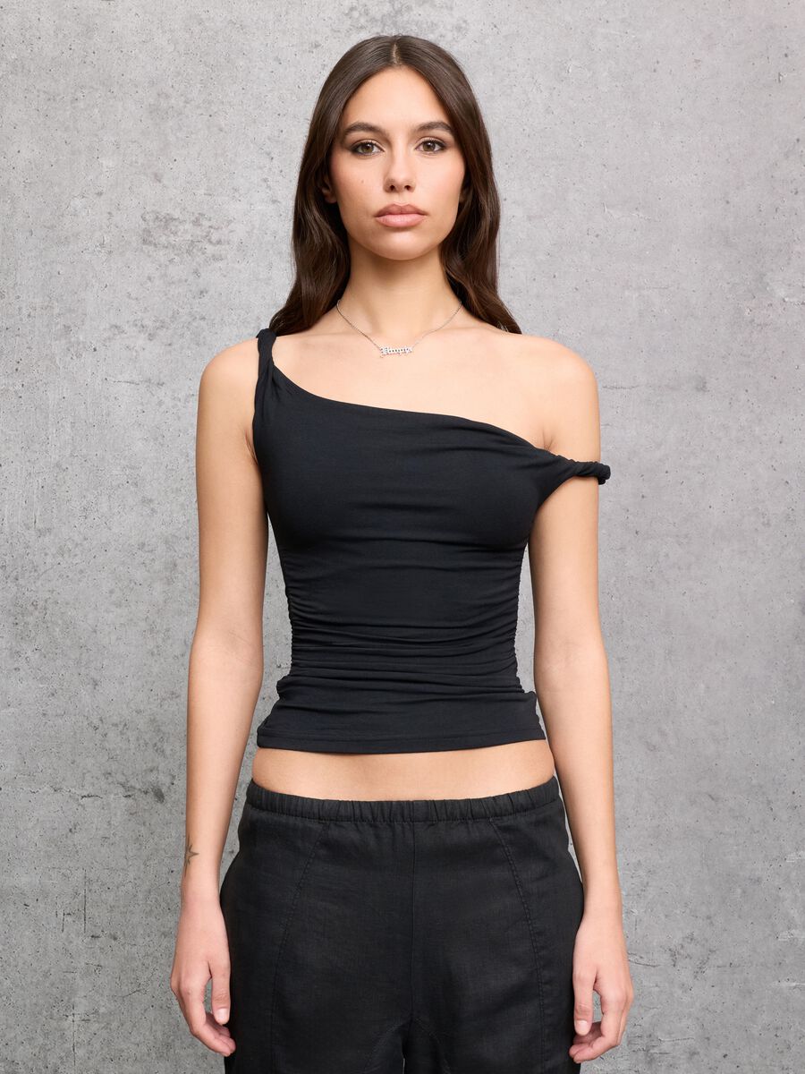 Asymmetrical Tank Top Black_0