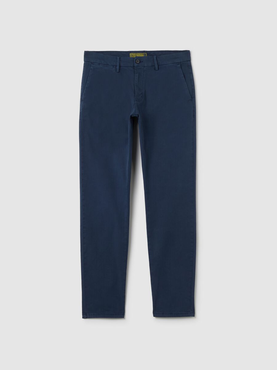 Slim Fit Blue Stretch Cotton Trousers_4