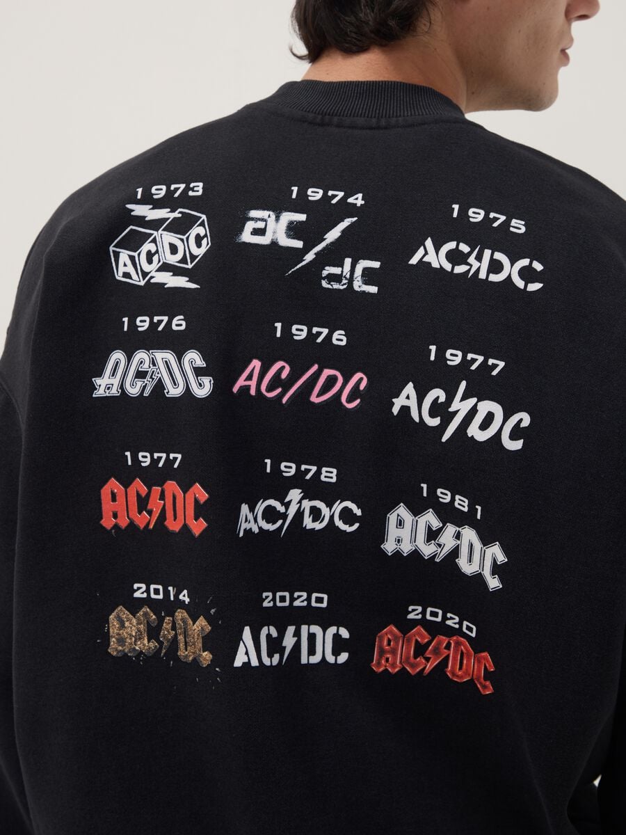 Felpa nera in misto cotone con stampa degli AC/DC_2