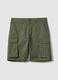 Green stretch cotton cargo shorts, regular fit_4
