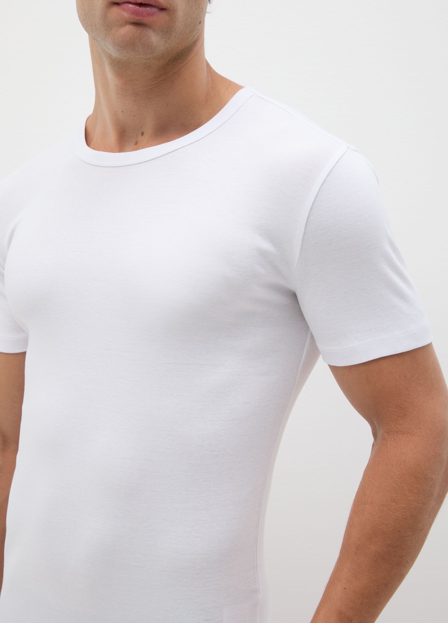 White pure cotton regular fit T-shirt