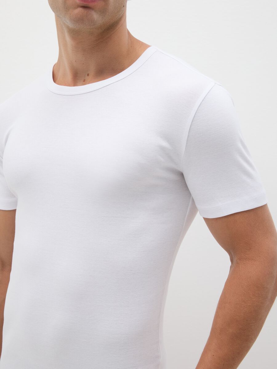 White pure cotton regular fit T-shirt_3