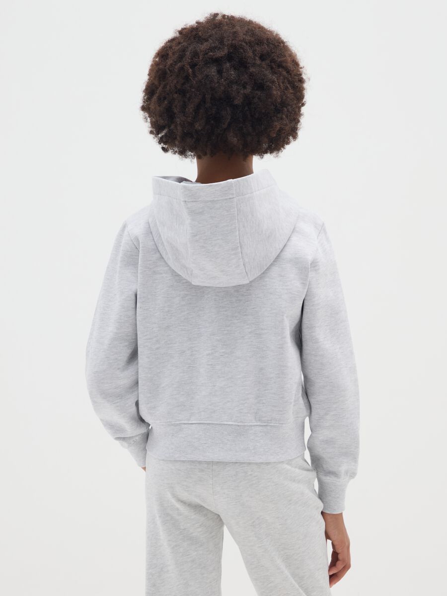 Girls' grey zip-up hoodie in pure cotton regular fit_1