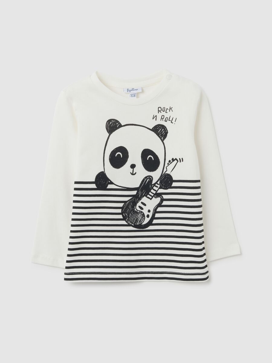Maglietta a righe per bambino in puro cotone multicolor regular fit_0
