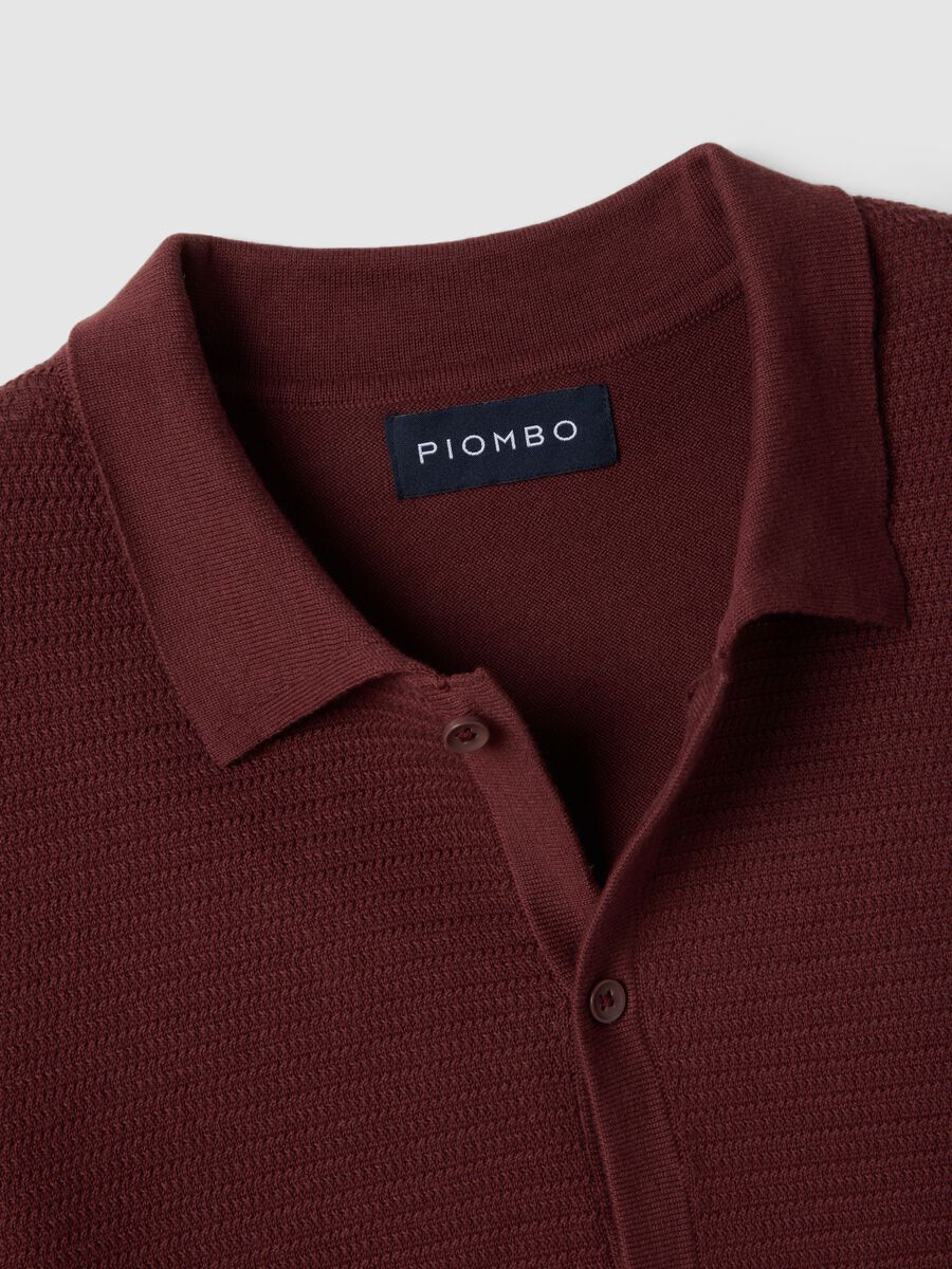 Regular fit red pure cotton polo with buttons_5