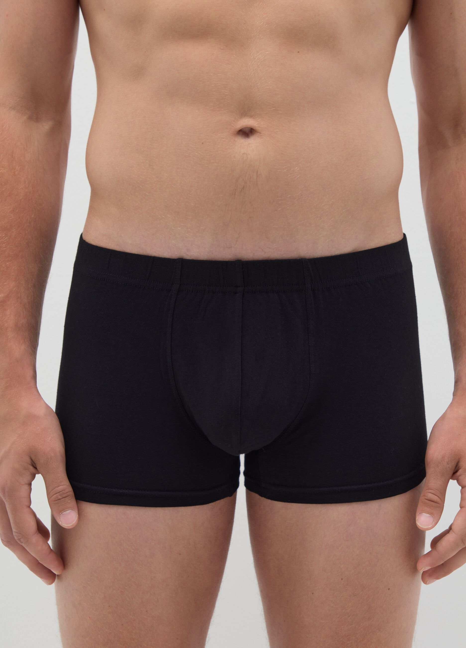 Regular fit black stretchy cotton boxers