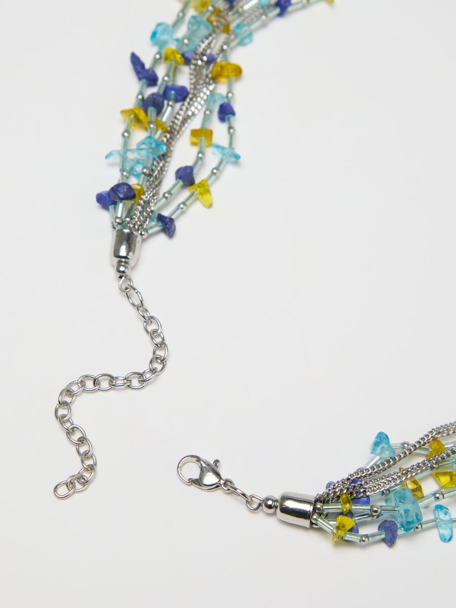 Long multi-strand necklace with coloured beads_1