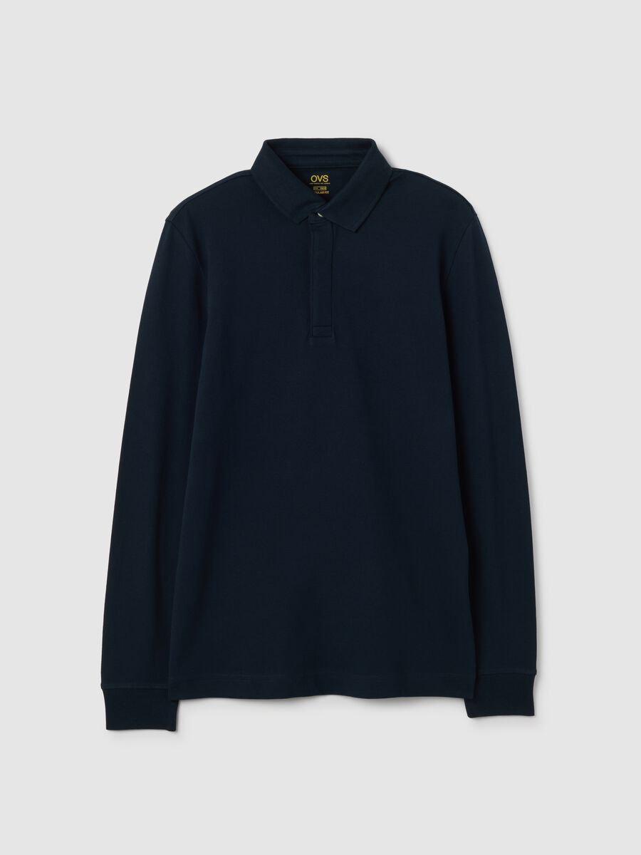 Polo in cotone elasticizzato blu regular fit_0