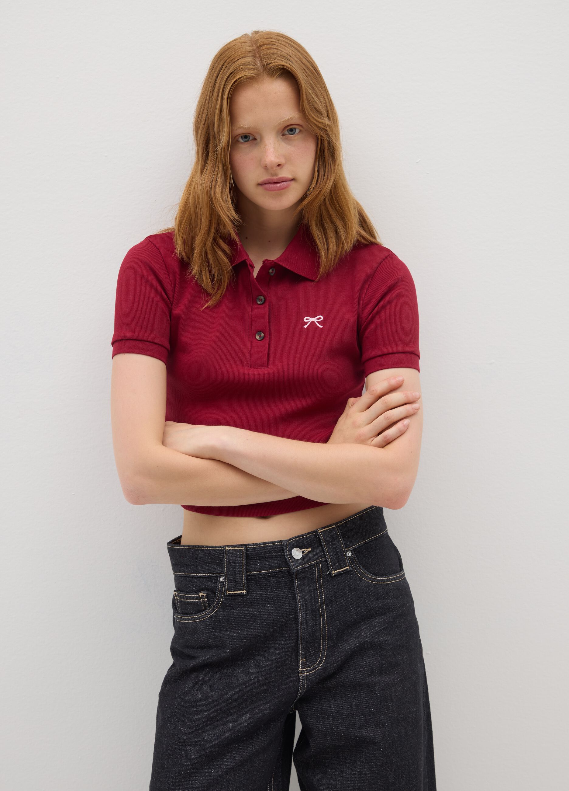 Red Stretch Cotton Polo Regular Fit