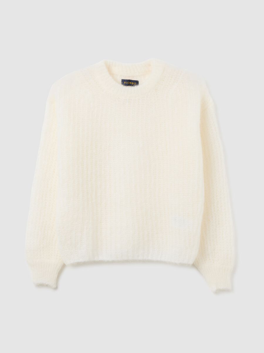 White crew neck sweater with oversized fit_4