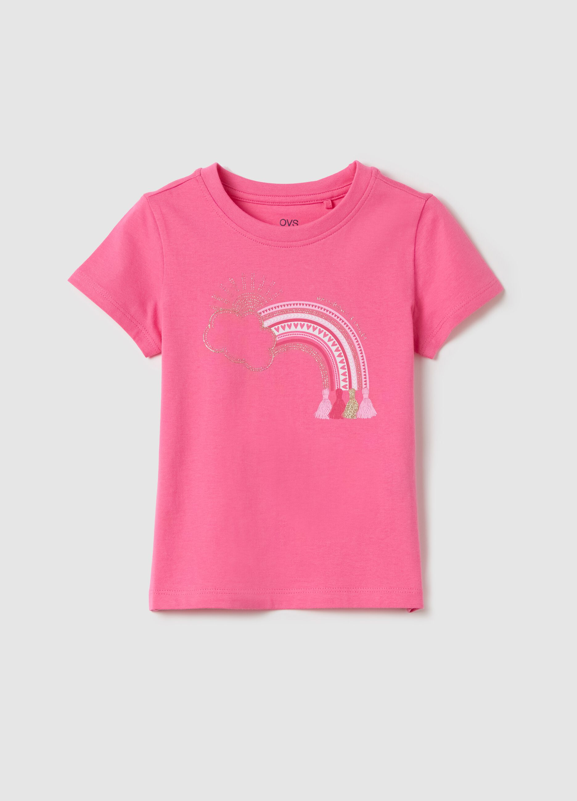 Pink T-shirt in cotton with print