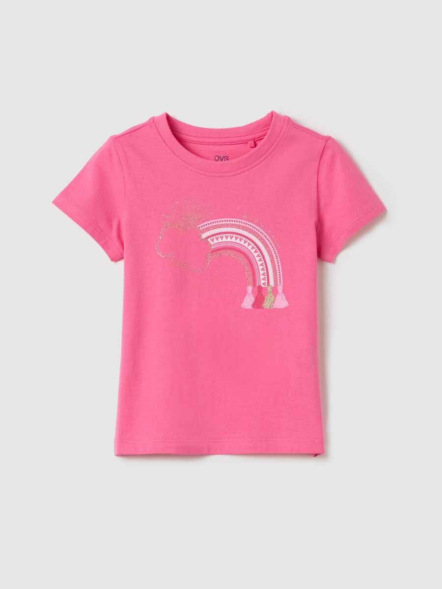 Pink T-shirt in cotton with print_0