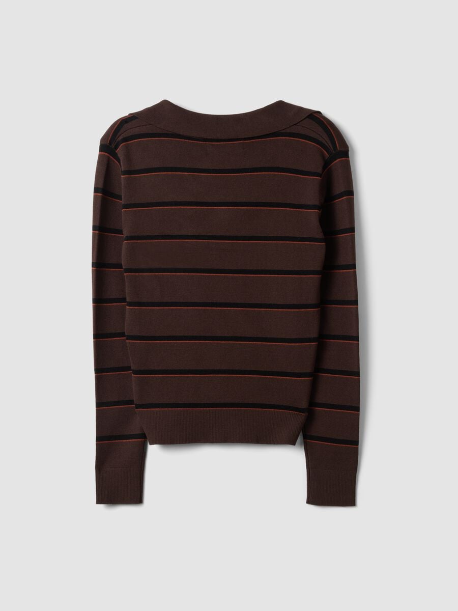 Maglia marrone in misto viscosa con colletto polo regular fit_2