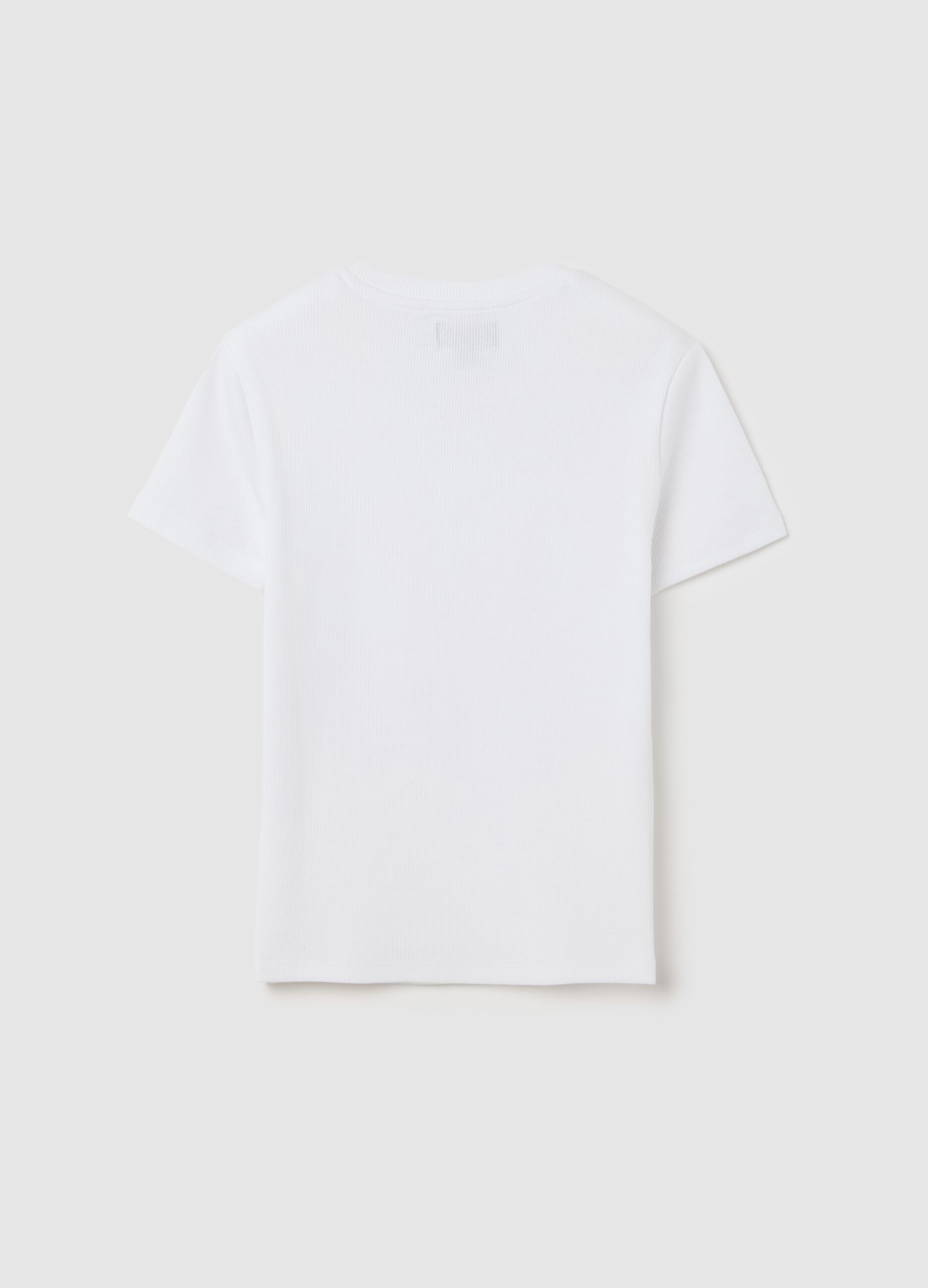 Girls’ white fitted T-shirt in stretch cotton