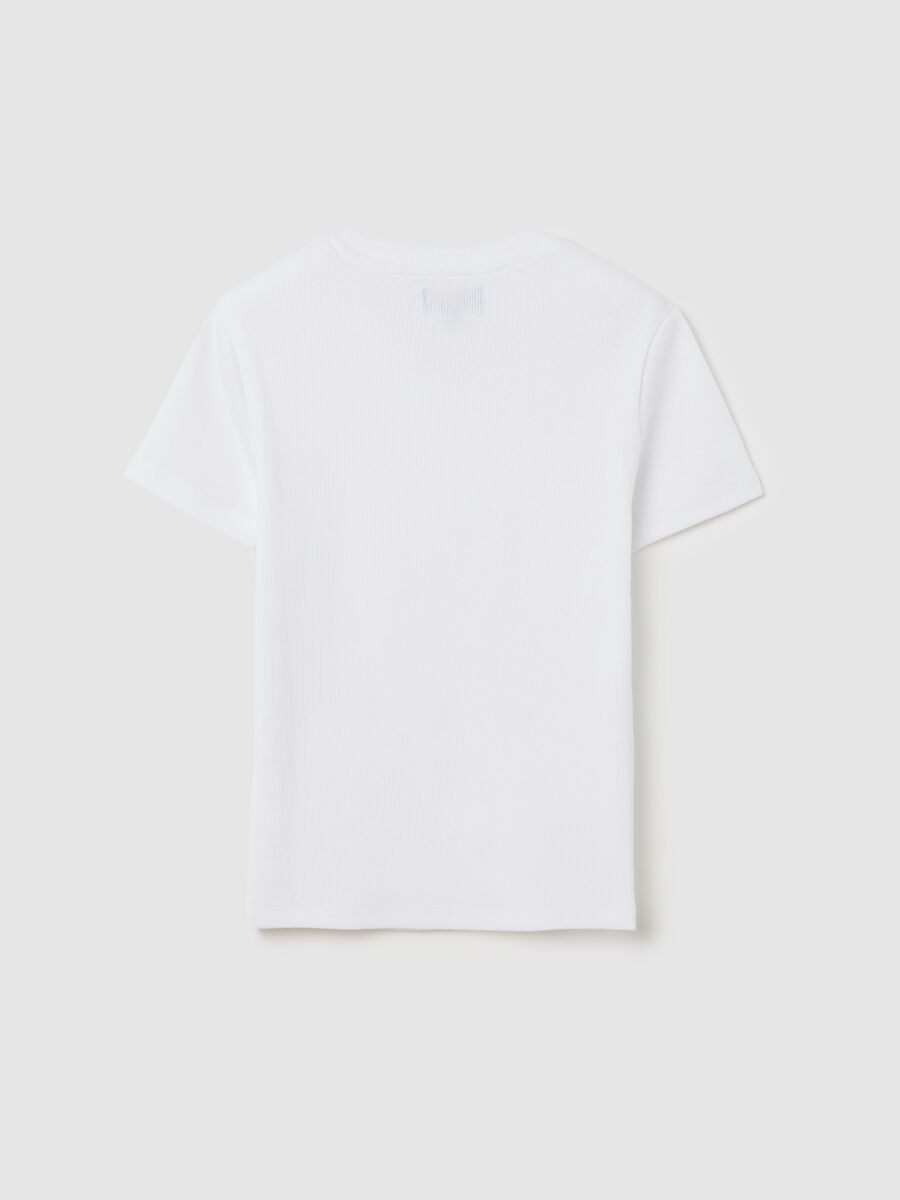 Girls’ white fitted T-shirt in stretch cotton_4