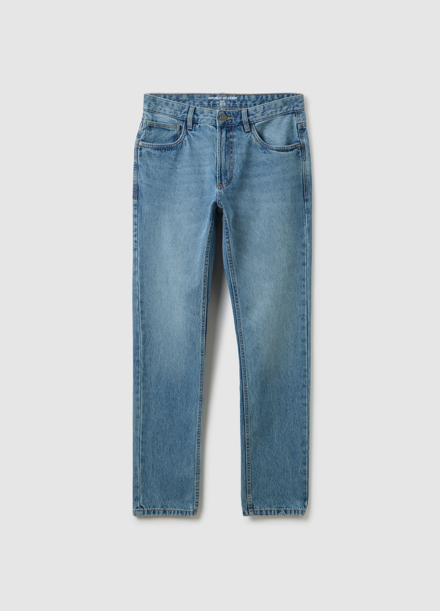 Jeans in puro cotone blu slim fit