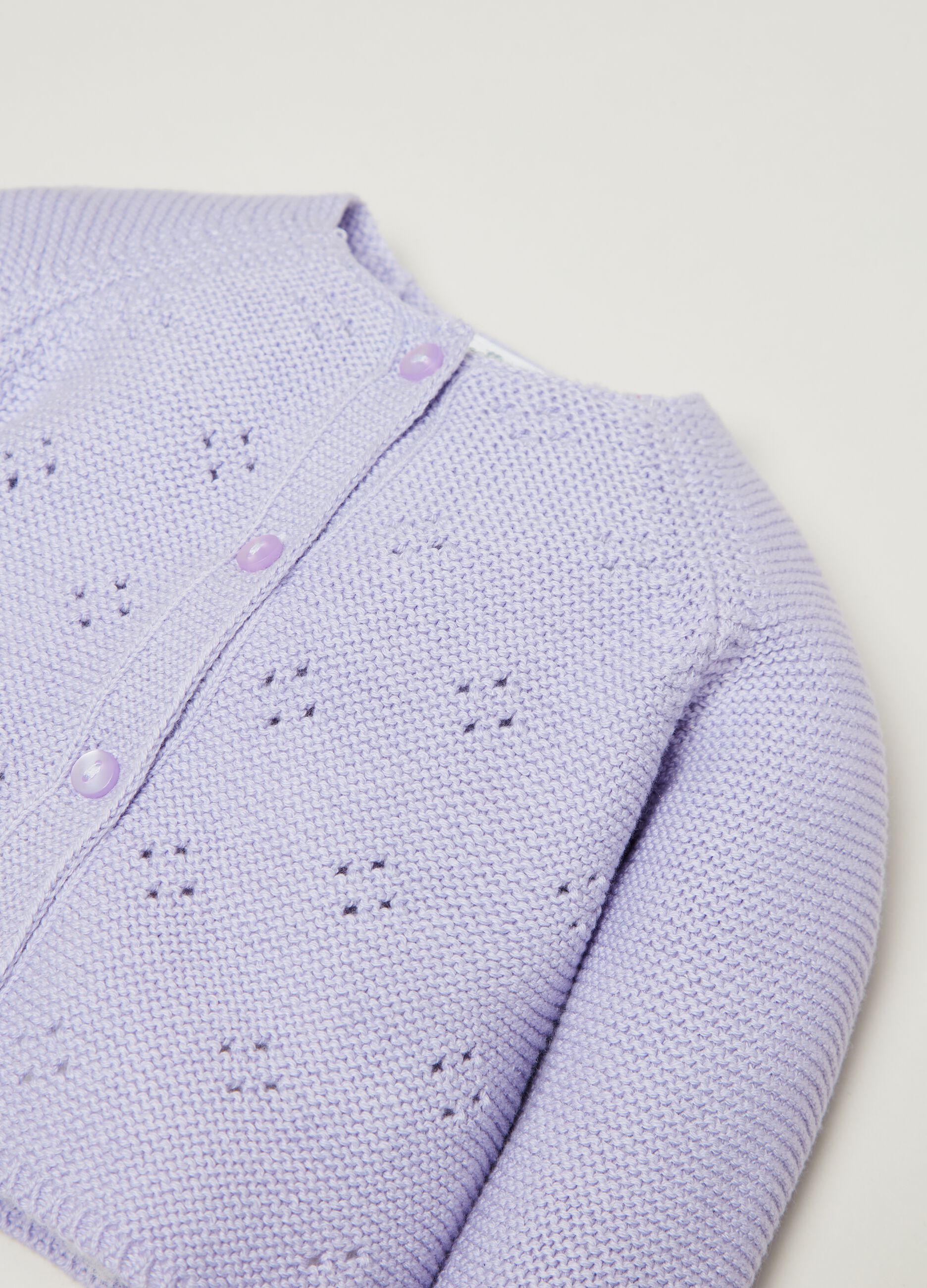 Cardigan in cotone con motivo traforato_2