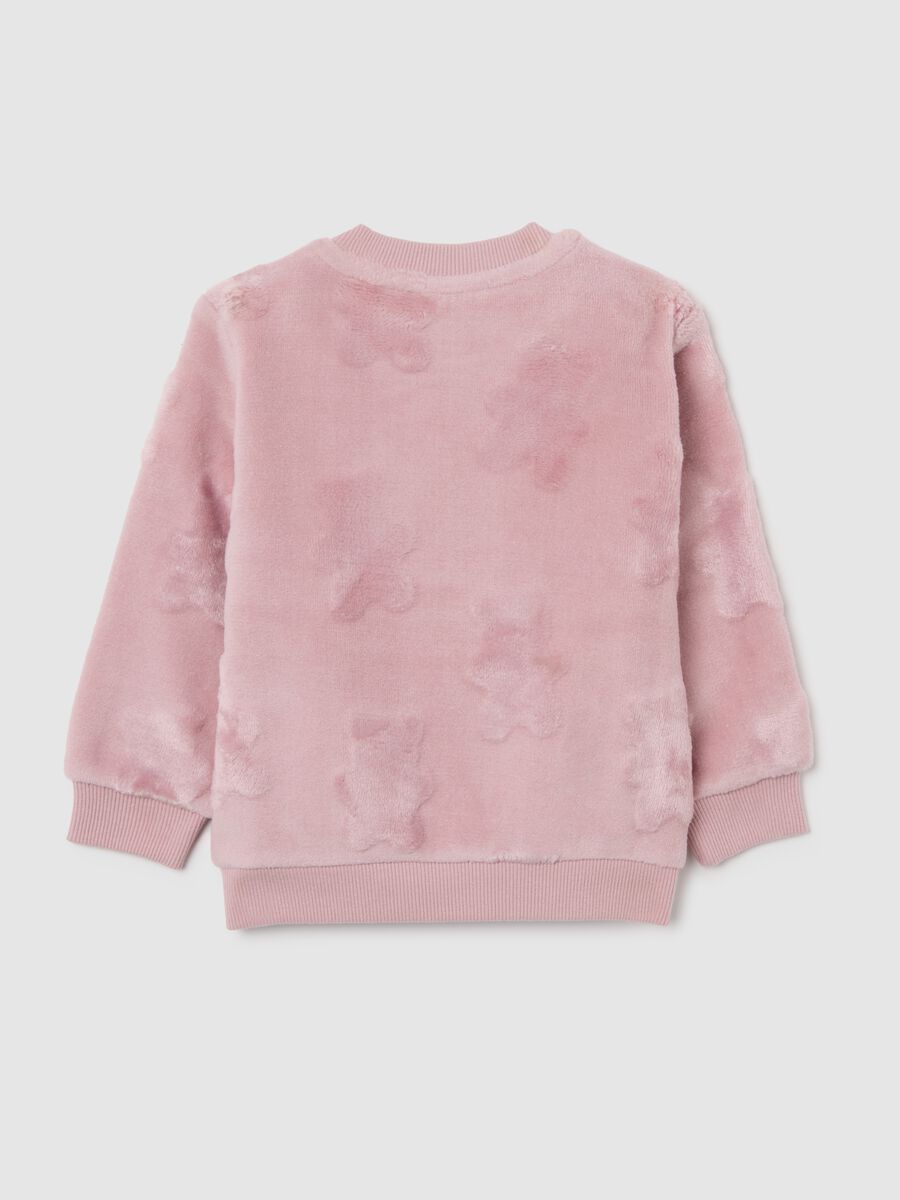 Girls' pink sweatshirt regular fit with round neckline_1