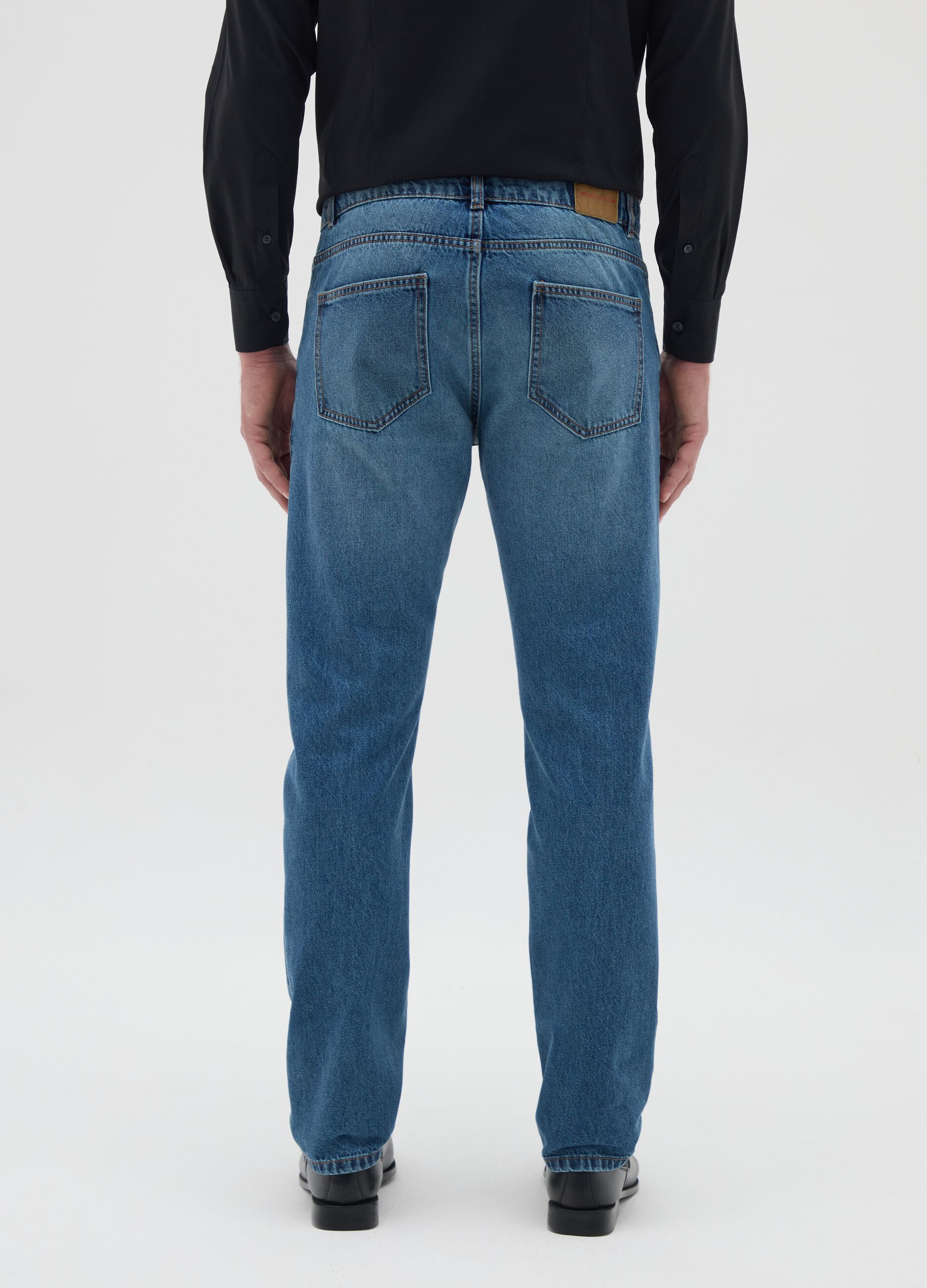 Men's Pure Cotton Blue Regular Fit Jeans