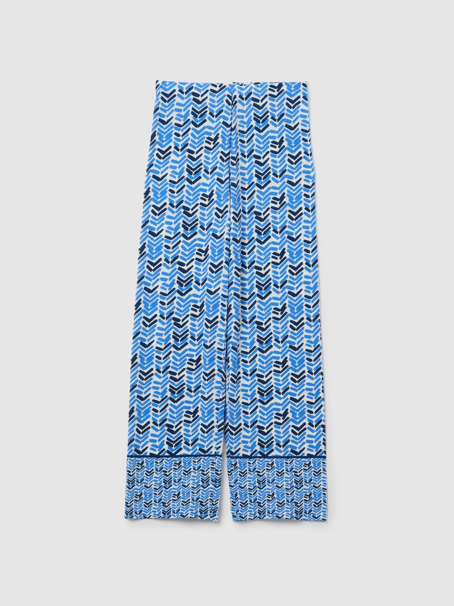 Blue jersey trousers with geometric pattern_4