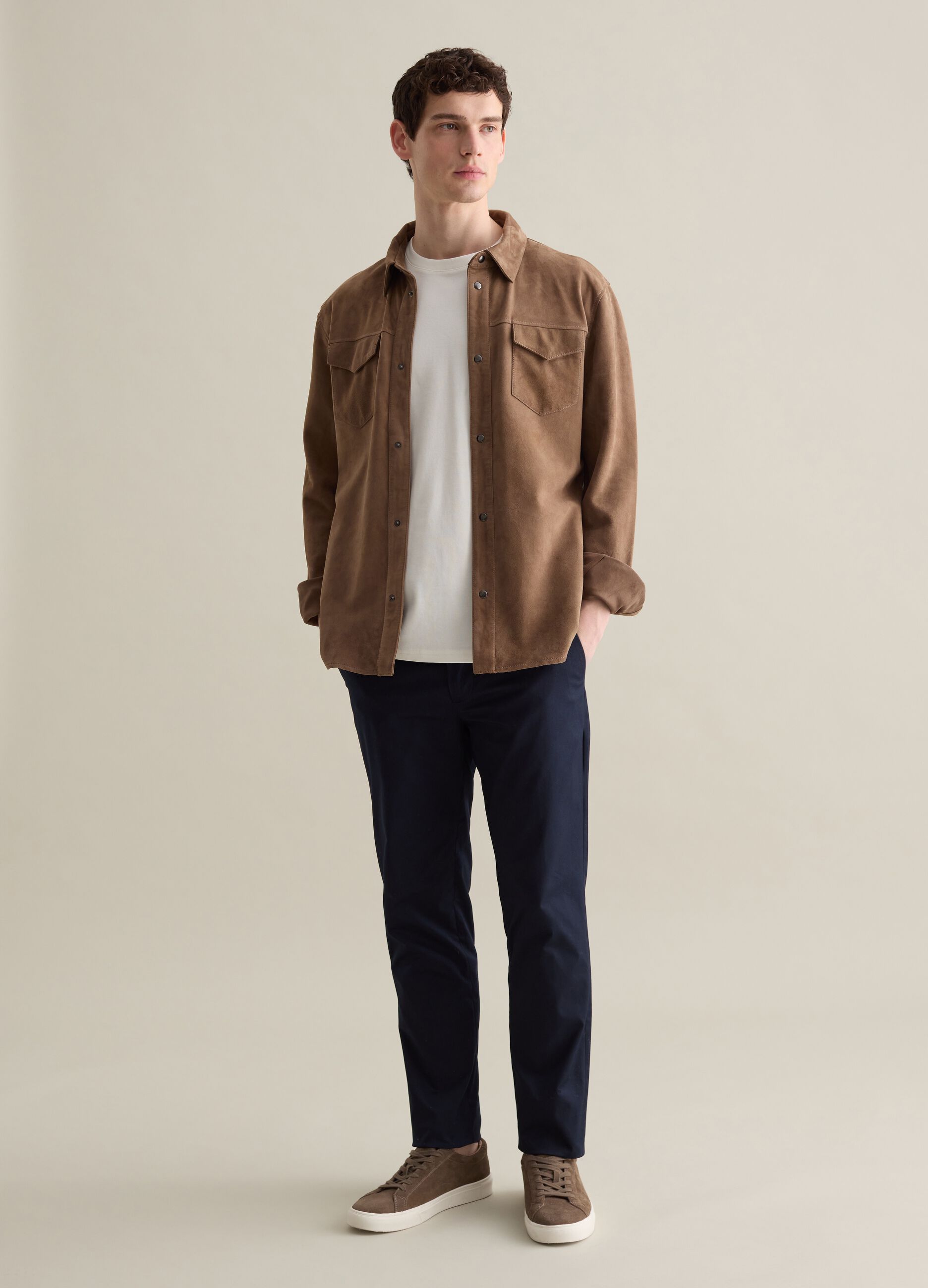 Shacket in suede leather