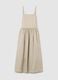 Women&rsquo;s beige sleeveless long dress in stretch cotton._4