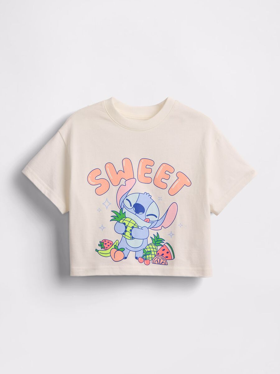 White boxy-fit T-shirt with Stitch print_0