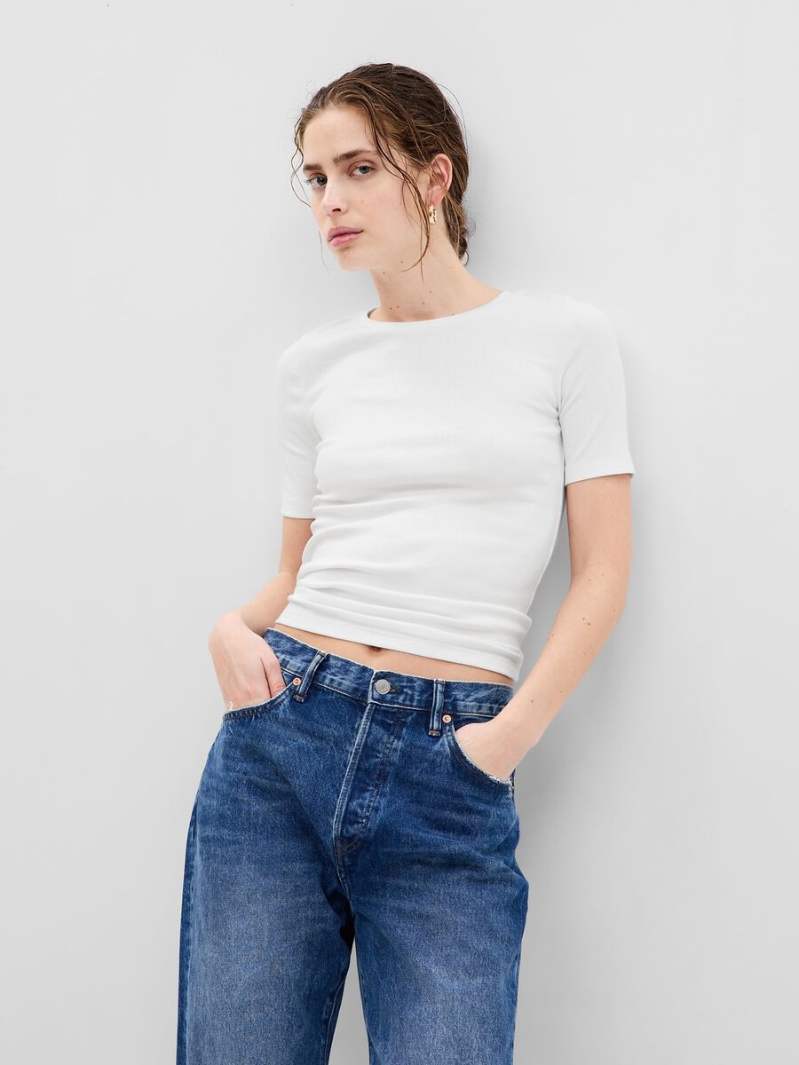 Round-neck t-shirt in stretch cotton and modal_0