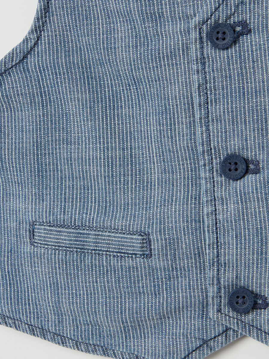 Cotton gilet with thin striped pattern_2