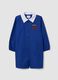 Blue boys&rsquo; school apron with zip and go-kart embroidery_0