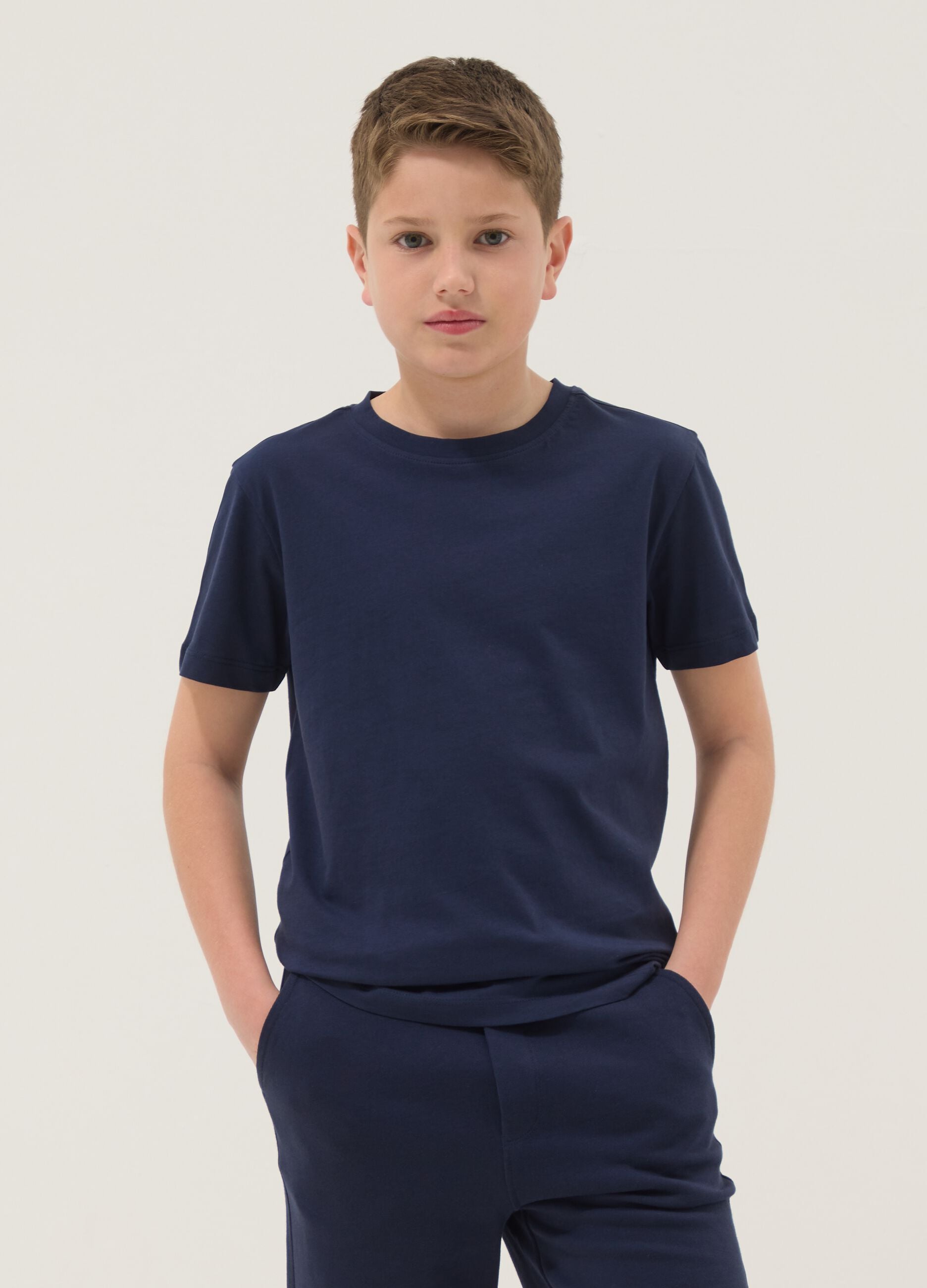 Boys&rsquo; blue pure cotton regular fit T-shirt