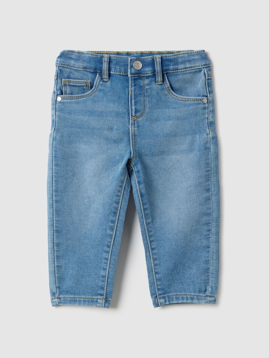 Boys' blue stretch denim trousers with regular fit_0