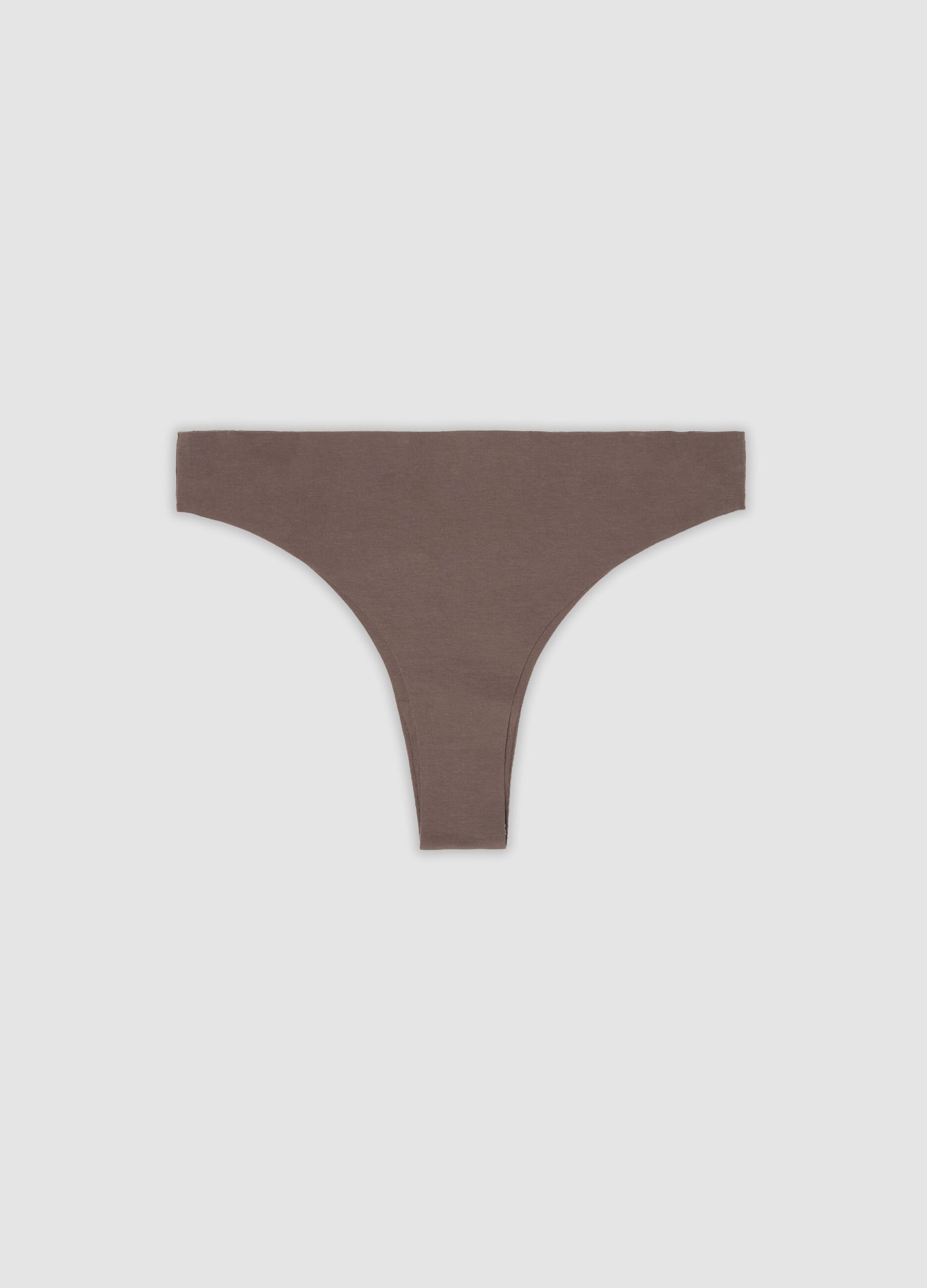 Brown organic stretch-cotton Brazilian knickers