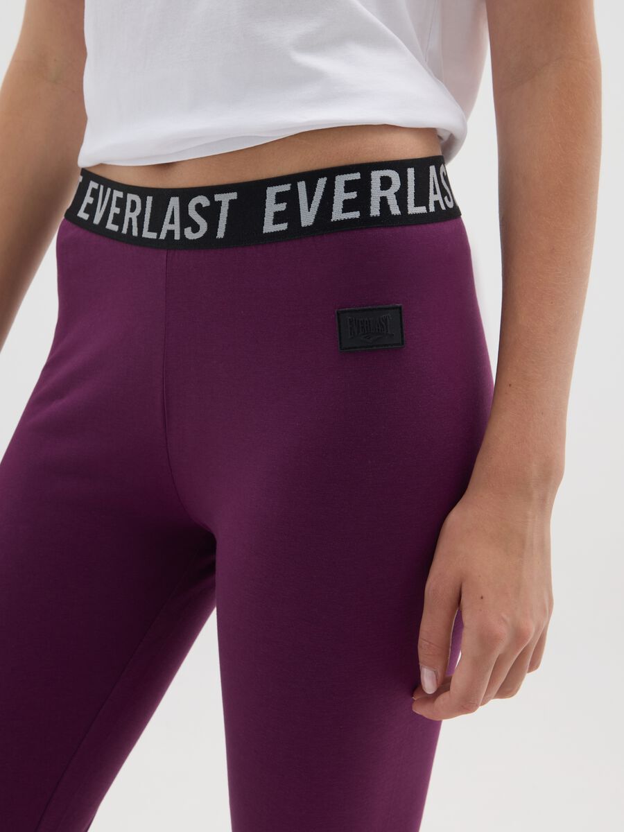 Purple stretch cotton leggings regular fit_3