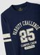 T-shirt blu in puro cotone organico con stampa college per ragazzo_2